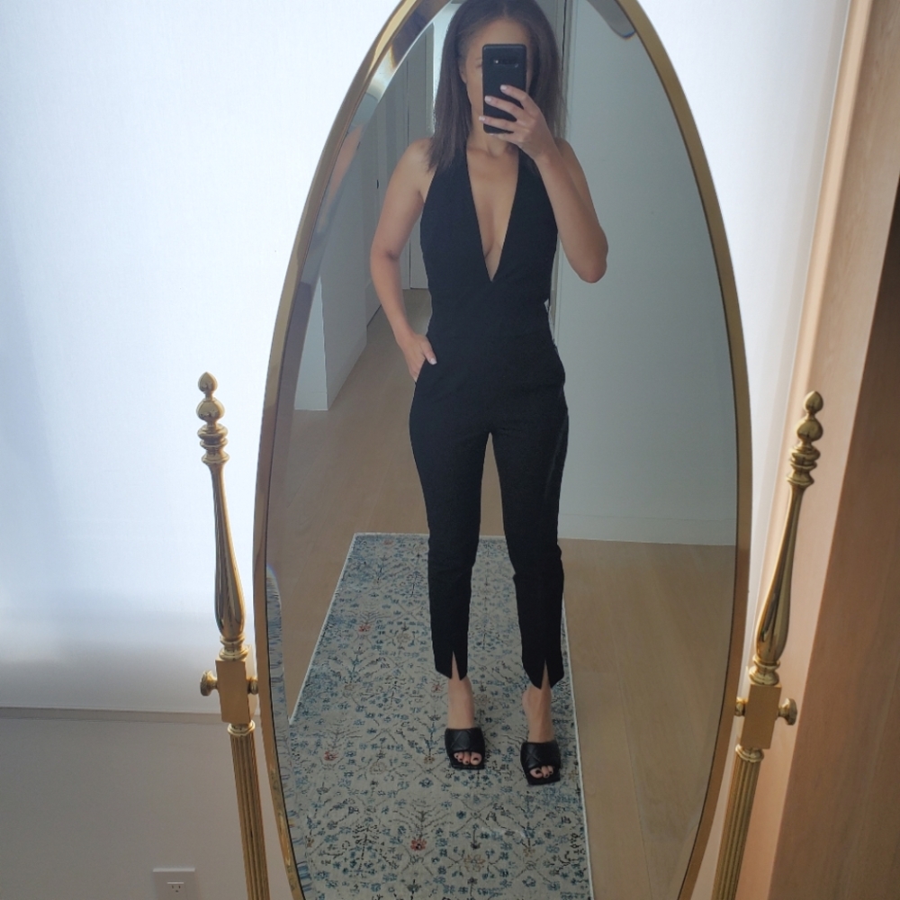 Babaton low-back halter jumpsuit, size 4